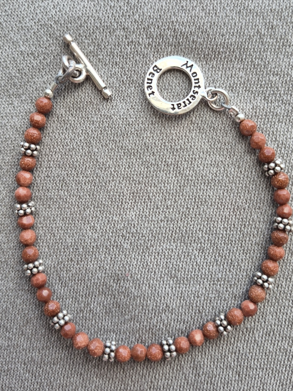 Sterling Silver Goldstone Beaded Bracelet